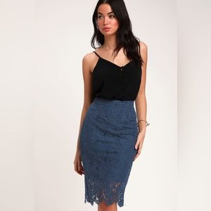 Lulus Blue Lace Pencil Skirt